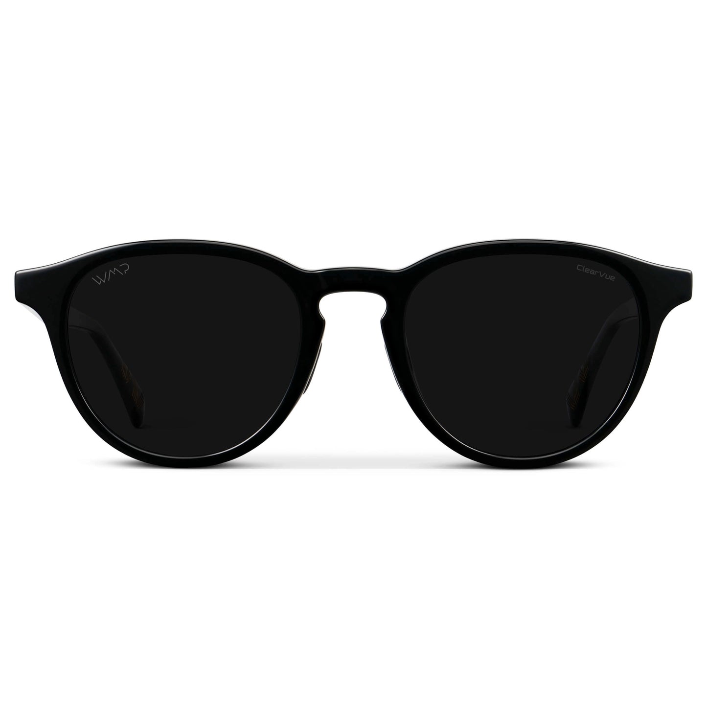 Black / Triple Black Lens || Unisex Round Sports Performance Sunglasses with Black Acetate Frame and Triple Black Polarized Oleophobic Lens