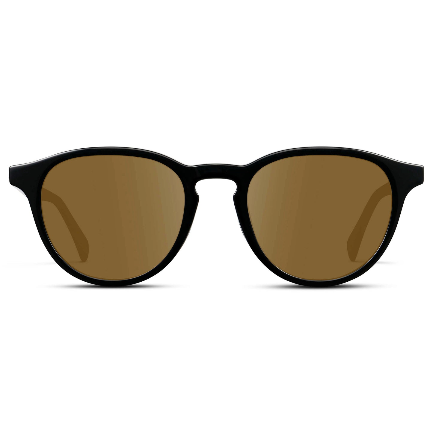Black / Amber || Unisex Round Performance Prescription Sunglasses with Black Acetate Frame and Amber Lens