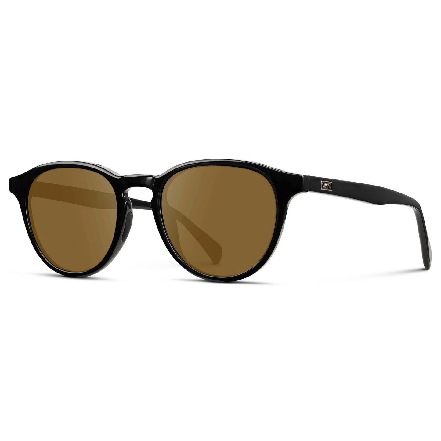 Black / Amber || Unisex Round Performance Prescription Sunglasses with Black Acetate Frame and Amber Lens