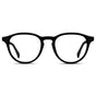 Black || Unisex Round Performance Eyeglasses with Black Acetate Frame and Clear Prescription Lens on a white background