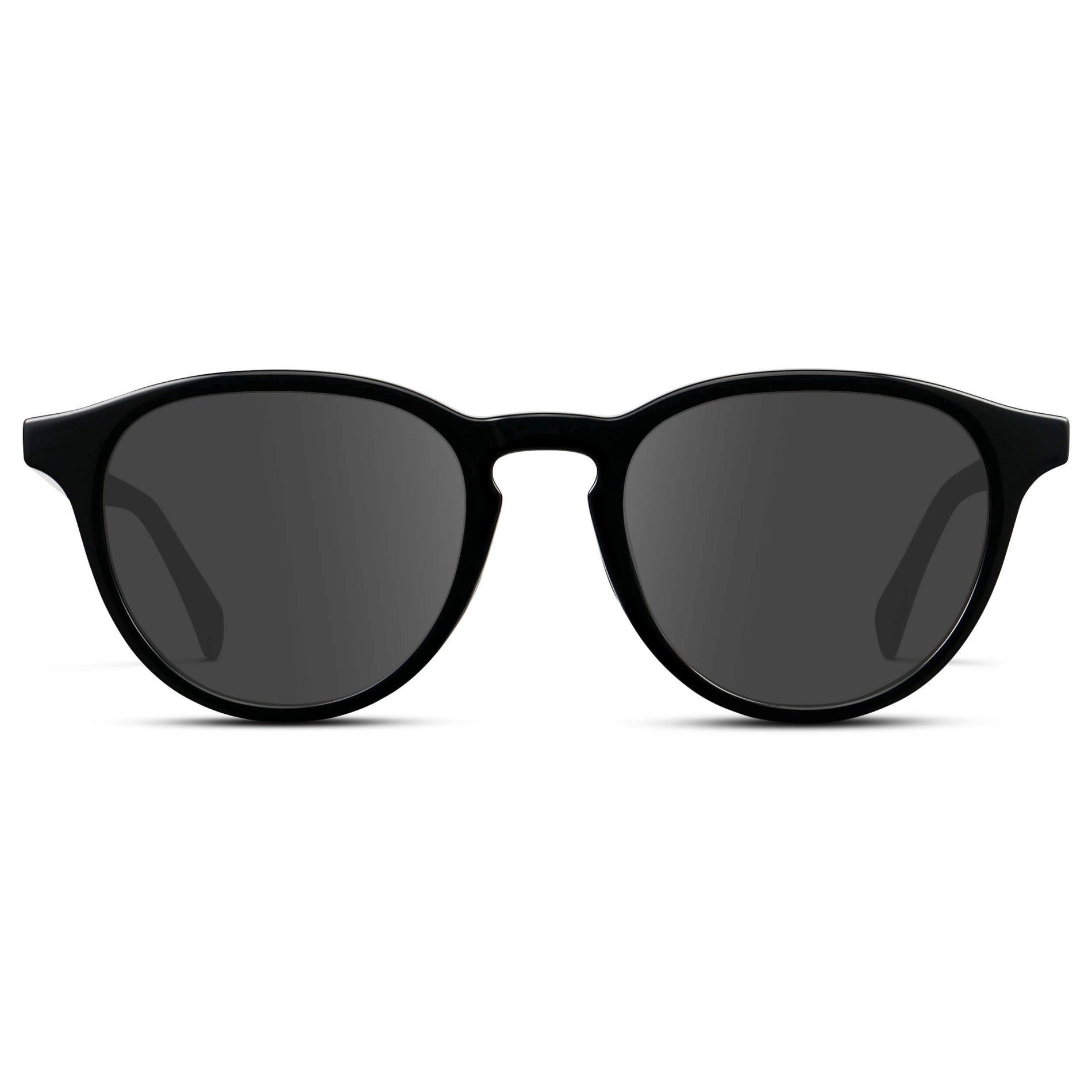 Black / Grey || Unisex Round Performance Prescription Sunglasses with Black Acetate Frame and Grey Lens