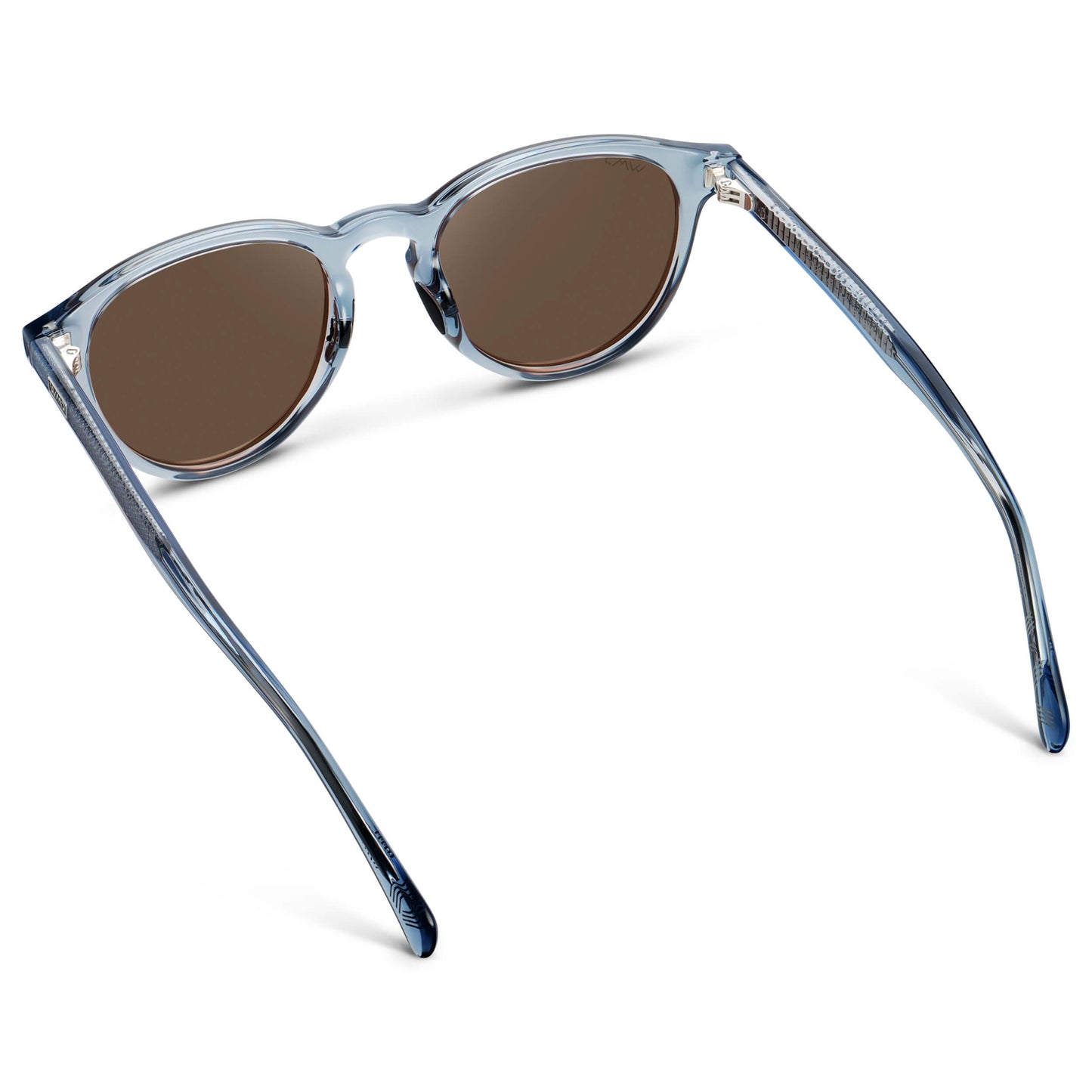 Denim Blue / Brown Lens || Unisex Round Sports Performance Sunglasses with Denim Blue Acetate Frame and Brown Polarized Oleophobic Lens