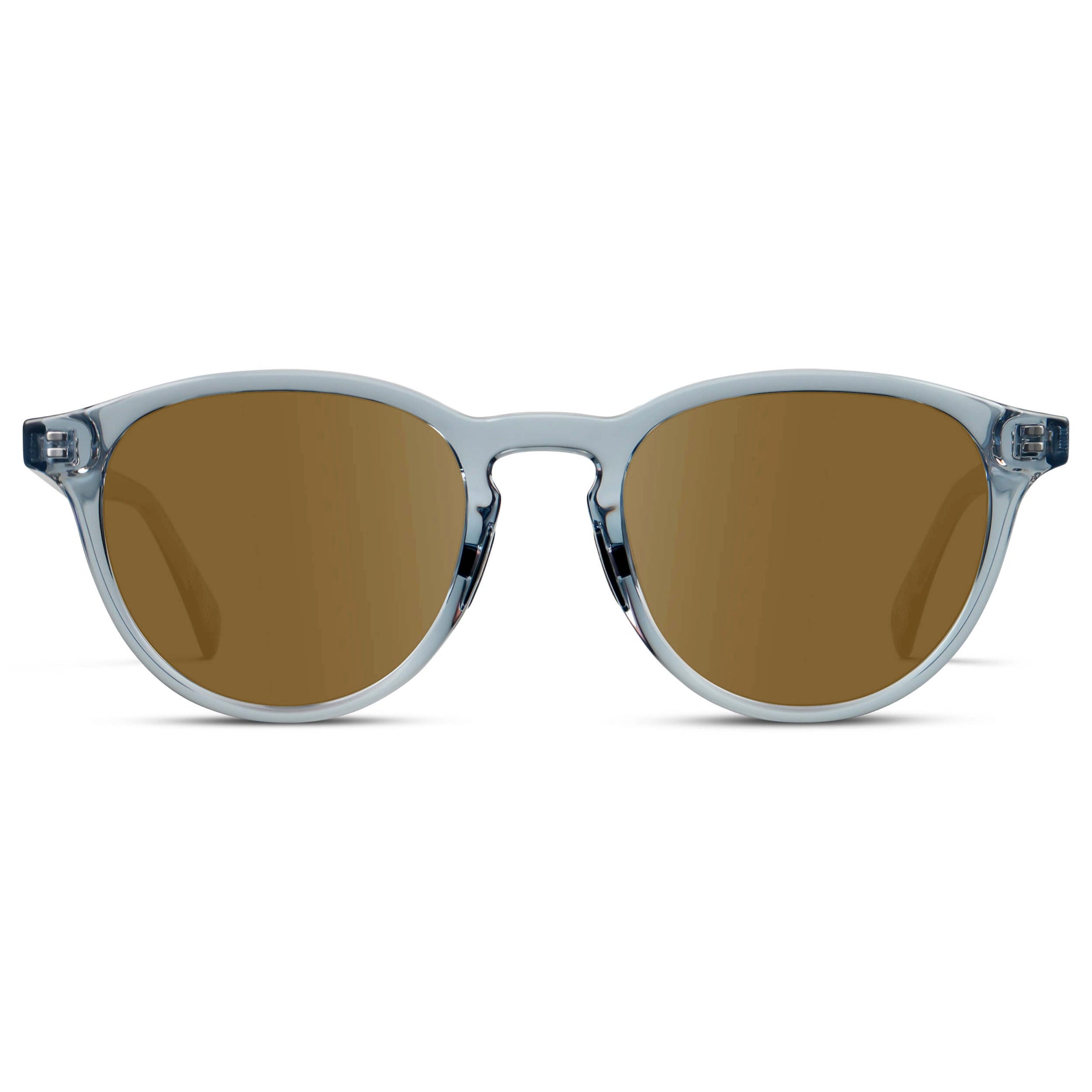 Denim Blue / Amber || Unisex Round Performance Prescription Sunglasses with Blue Acetate Frame and Amber Lens