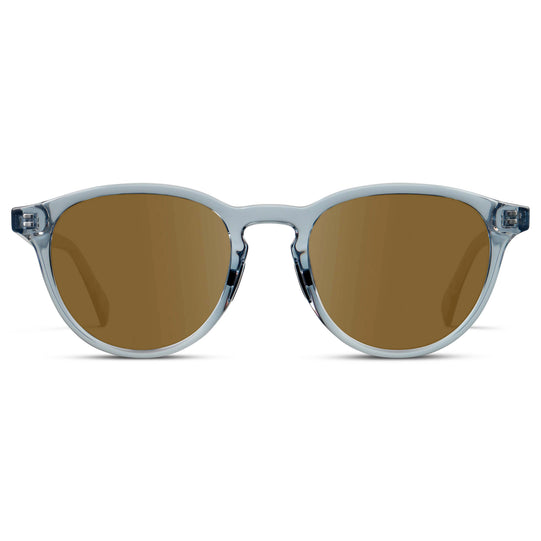 Denim Blue / Amber || Unisex Round Performance Prescription Sunglasses with Blue Acetate Frame and Amber Lens