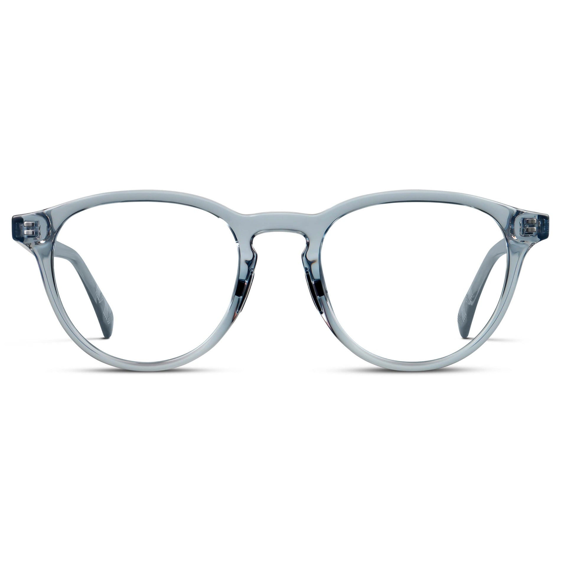 Denim Blue || Unisex Round Performance Eyeglasses with Denim Blue Acetate Frame and Clear Prescription Lens