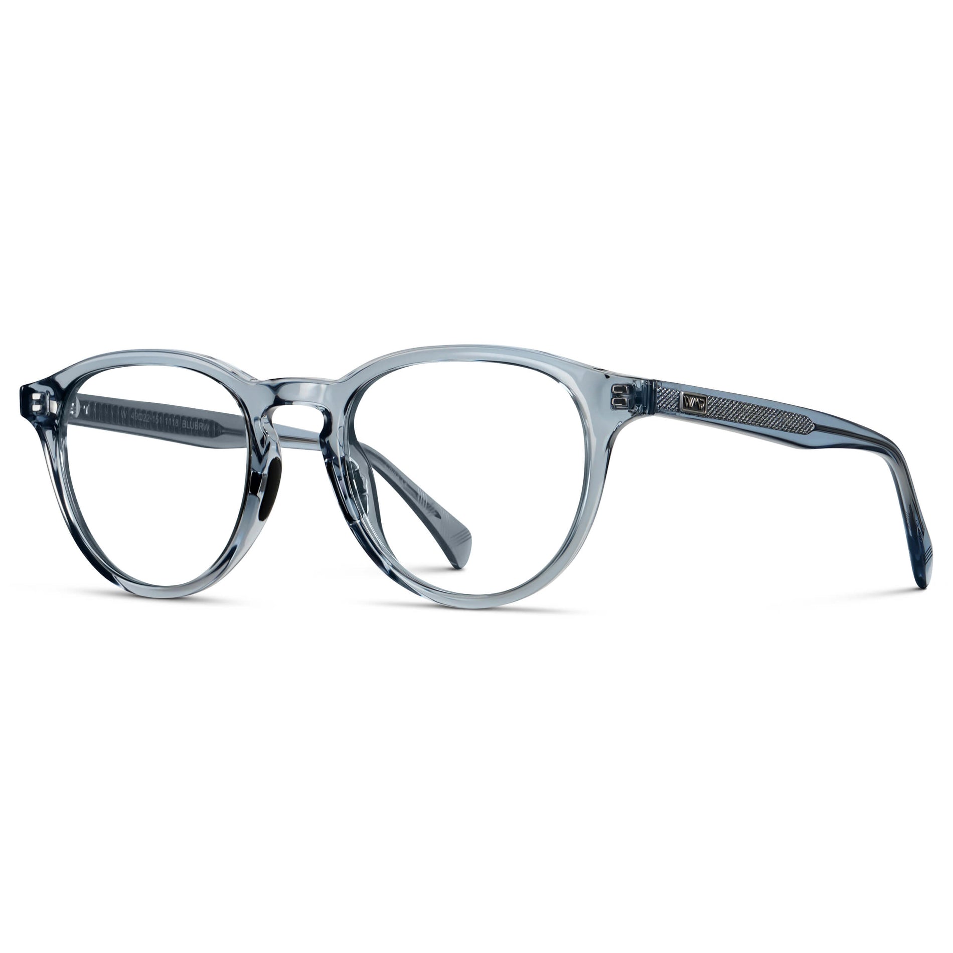 Denim Blue || Unisex Round Performance Eyeglasses with Denim Blue Acetate Frame and Clear Prescription Lens