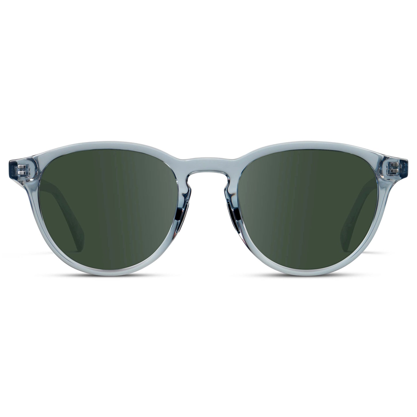 Denim Blue / G15 || Unisex Round Performance Prescription Sunglasses with Blue Acetate Frame and Green Lens