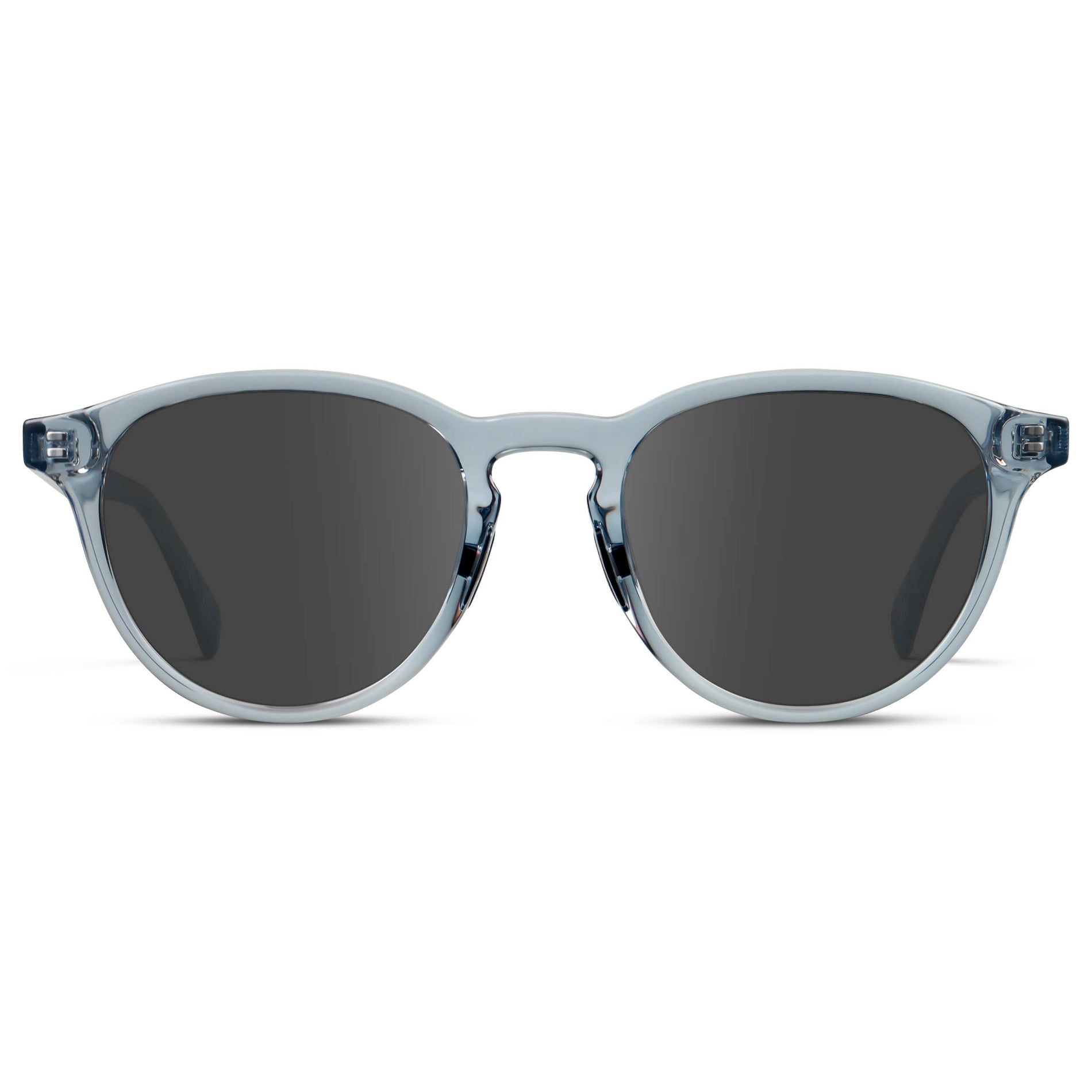 Denim Blue / Grey || Unisex Round Performance Prescription Sunglasses with Blue Acetate Frame and Grey Lens