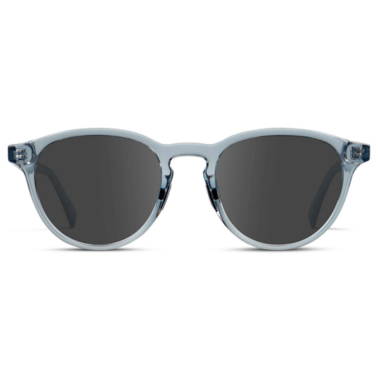 Denim Blue / Grey || Unisex Round Performance Prescription Sunglasses with Blue Acetate Frame and Grey Lens