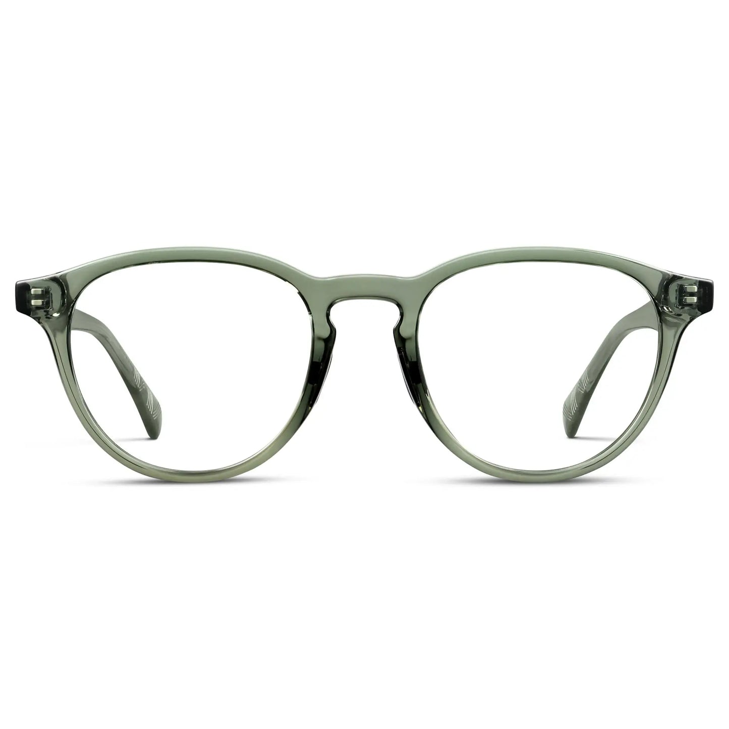 Crystal Agave Green || Unisex Round Performance Eyeglasses with Crystal Agave Green Acetate Frame and Clear Prescription Lens on a white background
