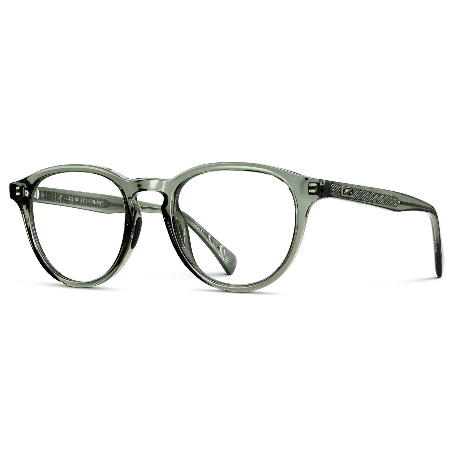 Crystal Agave Green || Unisex Round Performance Eyeglasses with Crystal Agave Green Acetate Frame and Clear Prescription Lens