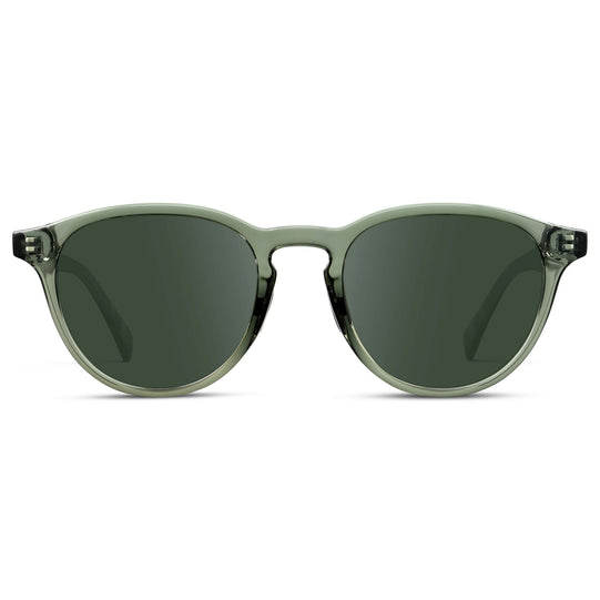 Crystal Agave Green / G15 || Unisex Round Performance Prescription Sunglasses with Green Acetate Frame and Green Lens