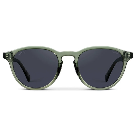Crystal Agave Green / Smoke Lens || Unisex Round Sports Performance Sunglasses with Crystal Agave Green Acetate Frame and Smoke Grey Polarized Oleophobic Lens