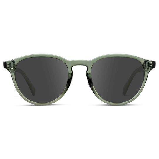 Crystal Agave Green / Grey || Unisex Round Performance Prescription Sunglasses with Green Acetate Frame and Grey Lens
