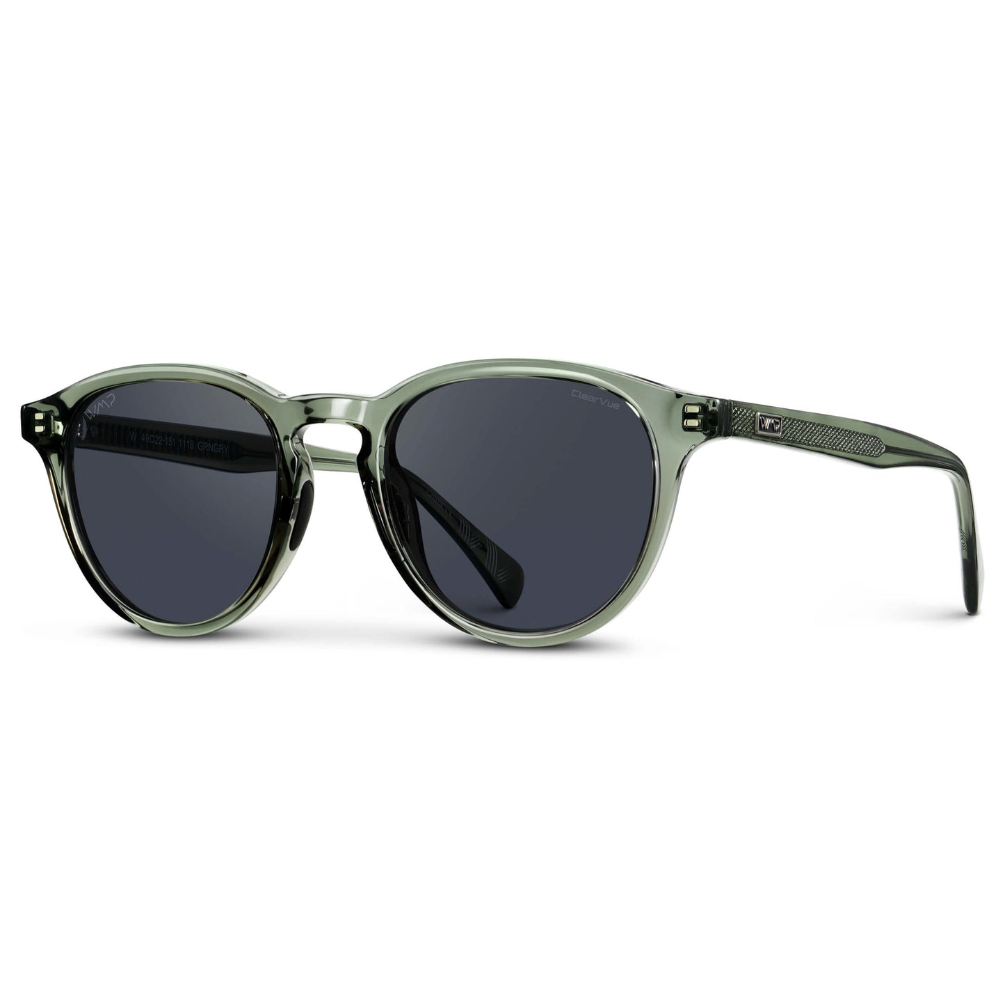 Crystal Agave Green / Smoke Lens || Unisex Round Sports Performance Sunglasses with Crystal Agave Green Acetate Frame and Smoke Grey Polarized Oleophobic Lens