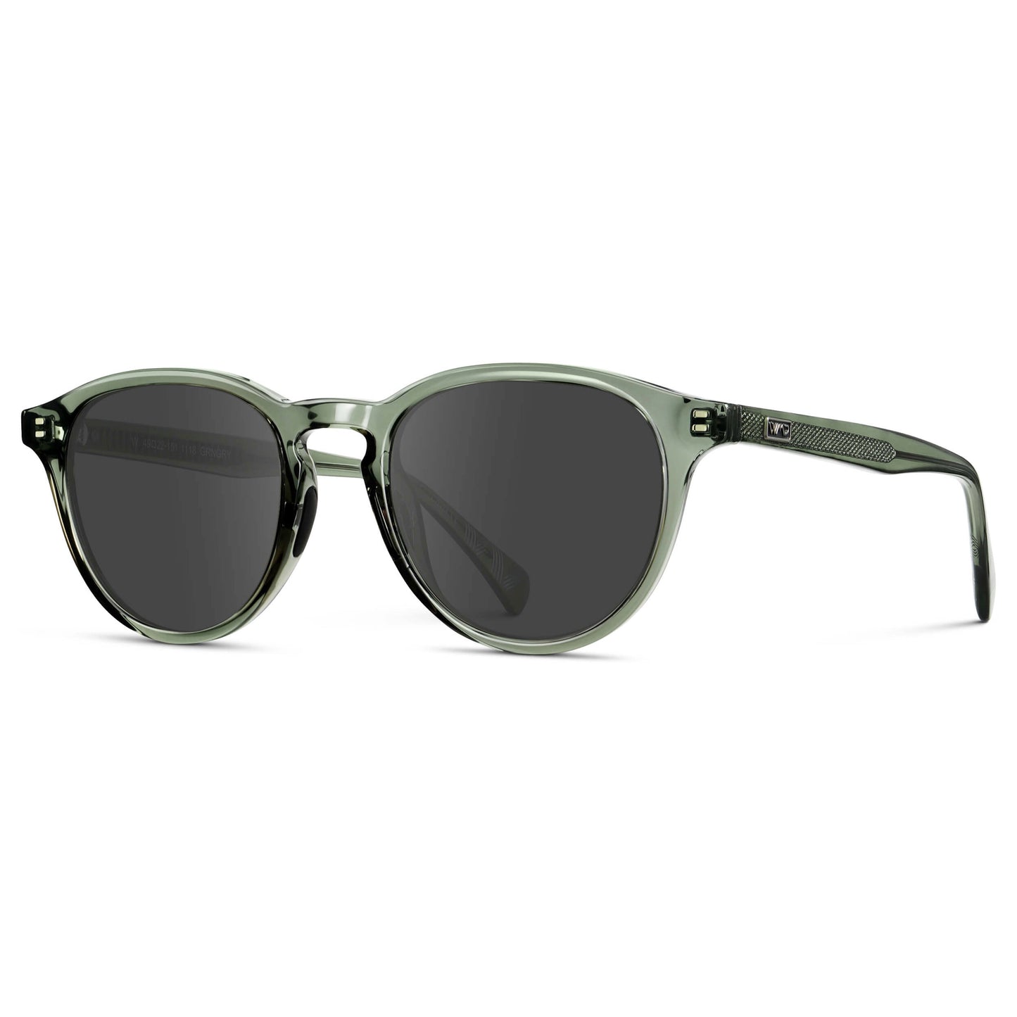 Crystal Agave Green / Grey || Unisex Round Performance Prescription Sunglasses with Green Acetate Frame and Grey Lens