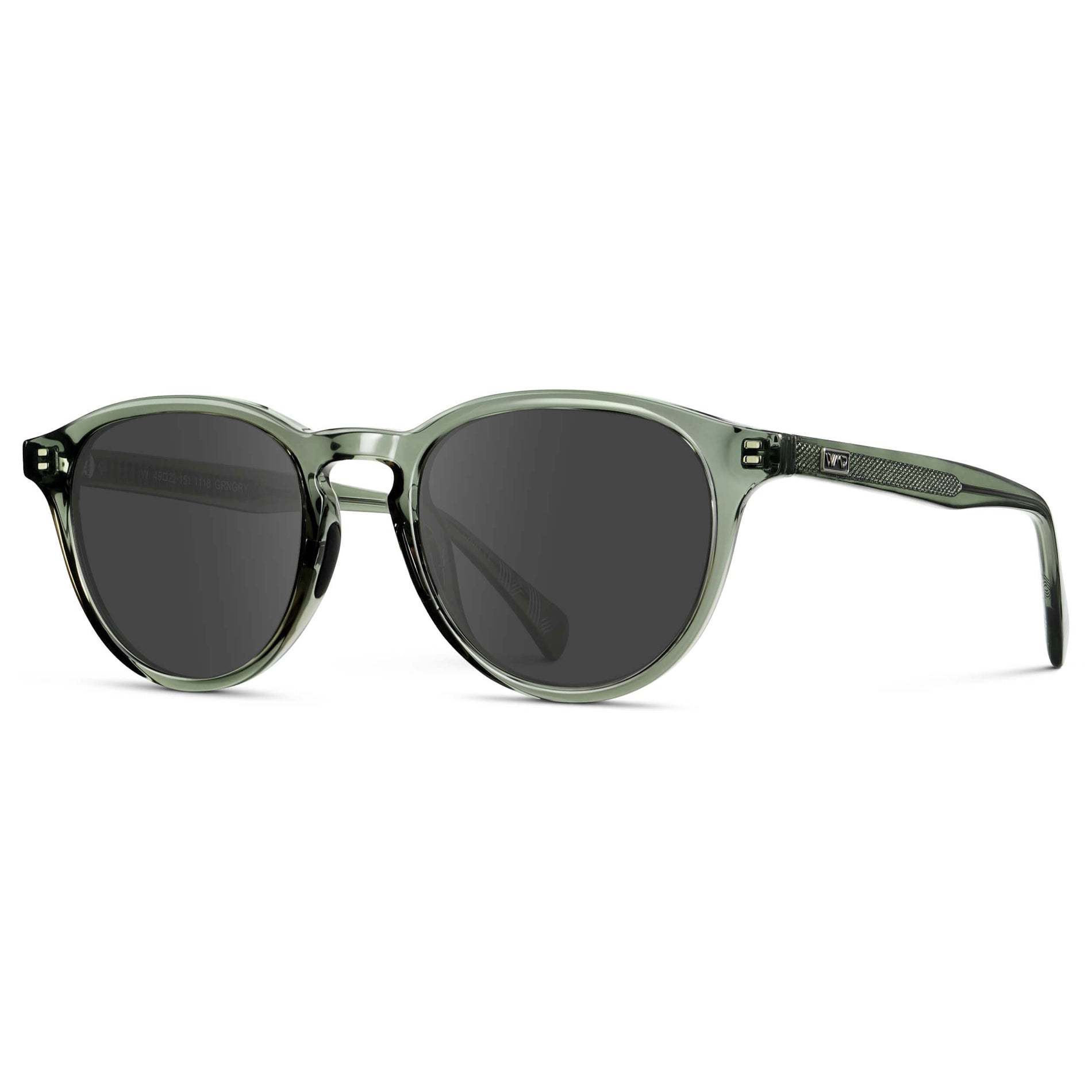 Crystal Agave Green / Grey || Unisex Round Performance Prescription Sunglasses with Green Acetate Frame and Grey Lens