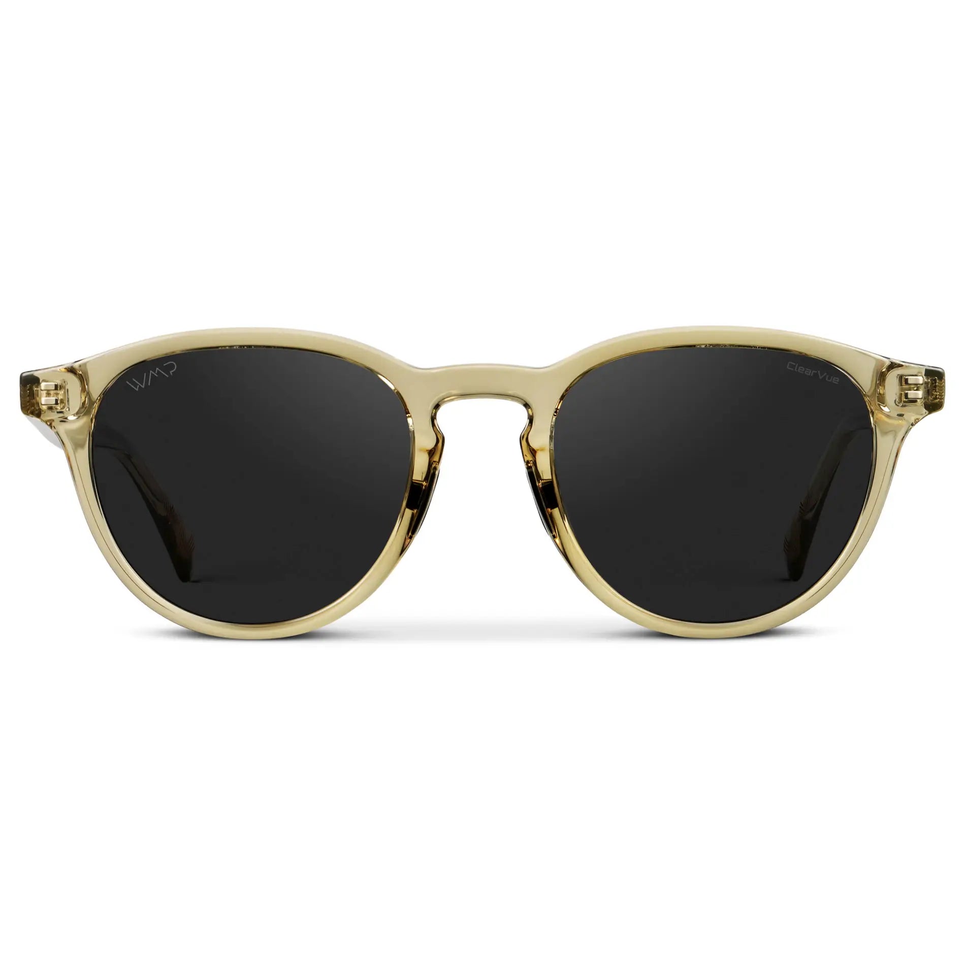 Iris Yellow / Black Lens || Unisex Round Sports Performance Sunglasses with Iris Yellow Acetate Frame and Black Polarized Oleophobic Lens