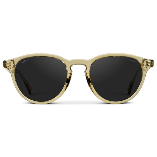 Iris Yellow / Black Lens || Unisex Round Sports Performance Sunglasses with Iris Yellow Acetate Frame and Black Polarized Oleophobic Lens