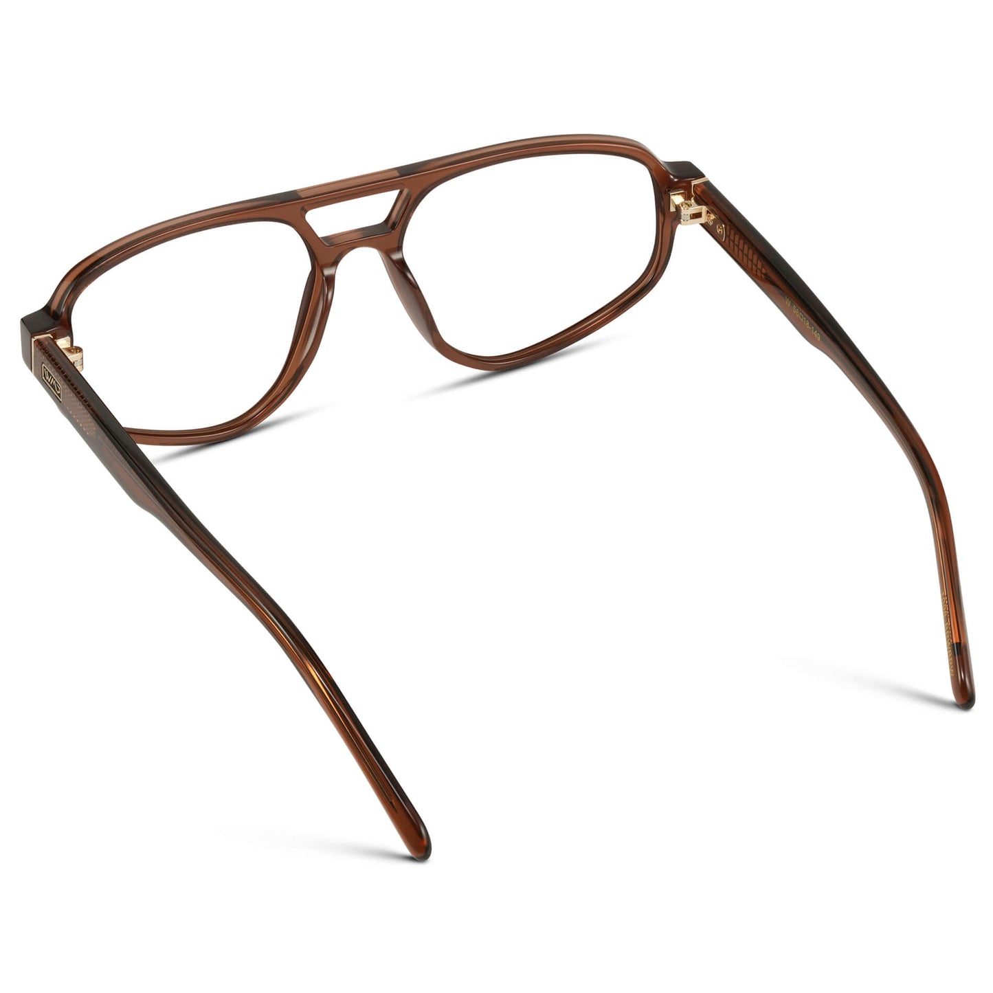 Crystal Brown || Aviator Frame Glasses with Clear Prescription Lenses back view.
