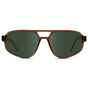 Crystal Brown / G15 || Modern Aviator Prescription Sunglasses with Crystal Brown Acetate Frame and Green Lenses on a white background