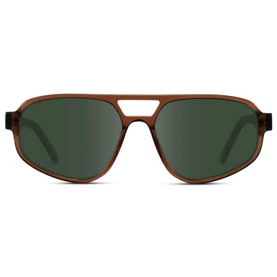 Crystal Brown / G15 || Modern Aviator Prescription Sunglasses