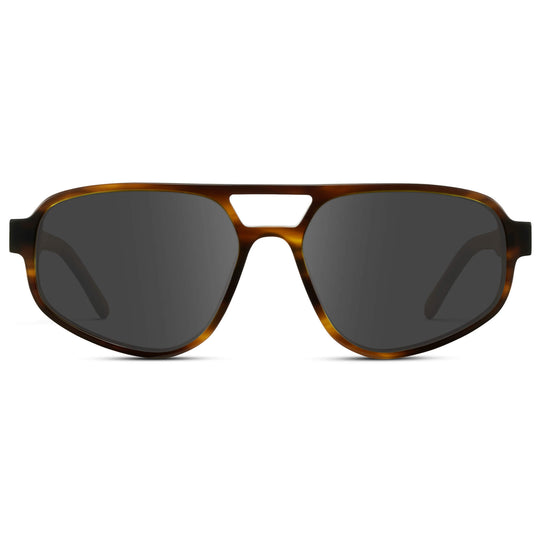 Golden Brown Grain / Grey || Modern Aviator Prescription Sunglasses