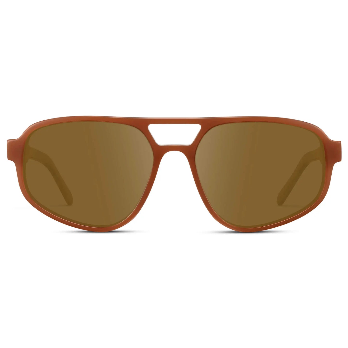 Milky Rust Tortoise / Amber || Modern Aviator Prescription Sunglasses with Milky Rust Tortoise Acetate Frame and Brown Lenses on a white background