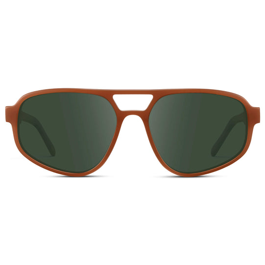 Milky Rust Tortoise / G15 || Modern Aviator Prescription Sunglasses