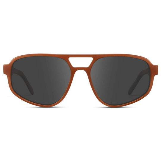 Milky Rust Tortoise / Grey || Modern Aviator Prescription Sunglasses