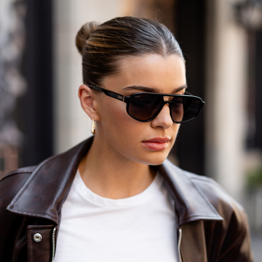 Black / Taupe Brown Gradient Lens || Gloss Black Acetate Frame with Taupe Brown Gradient Polarized Lens