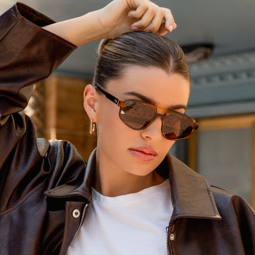 Golden Brown Grain / Brown Lens || Golden Brown Grain Acetate Frame with Brown Polarized Lens