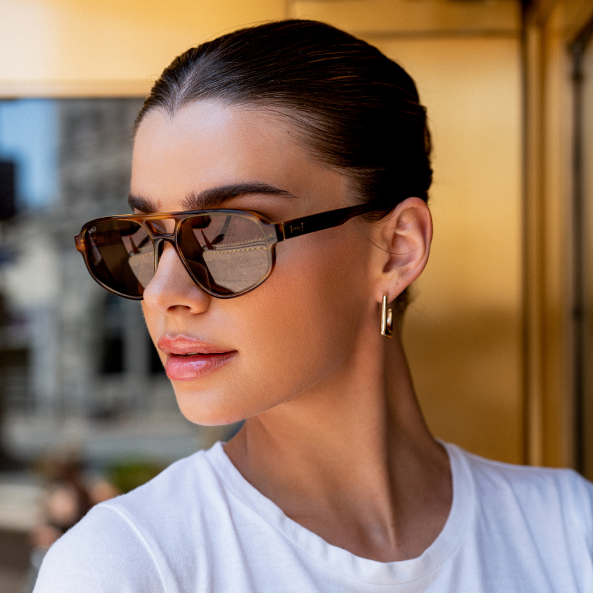 Golden Brown Grain / Brown Lens || Golden Brown Grain Acetate Frame with Brown Polarized Lens