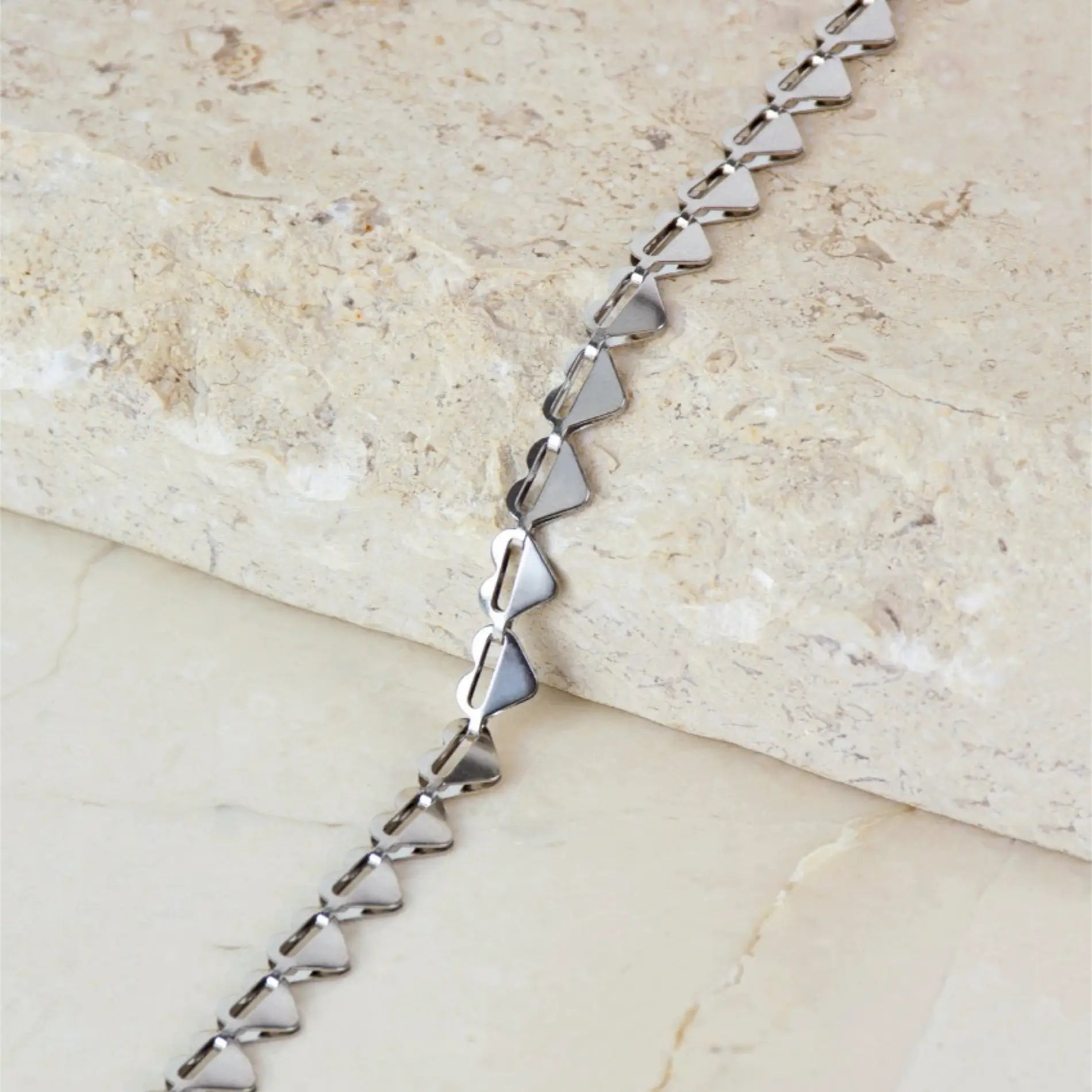 Silver || Heart Shaped Silver Stainless Steel Link Adjustable Bracelet for Women
