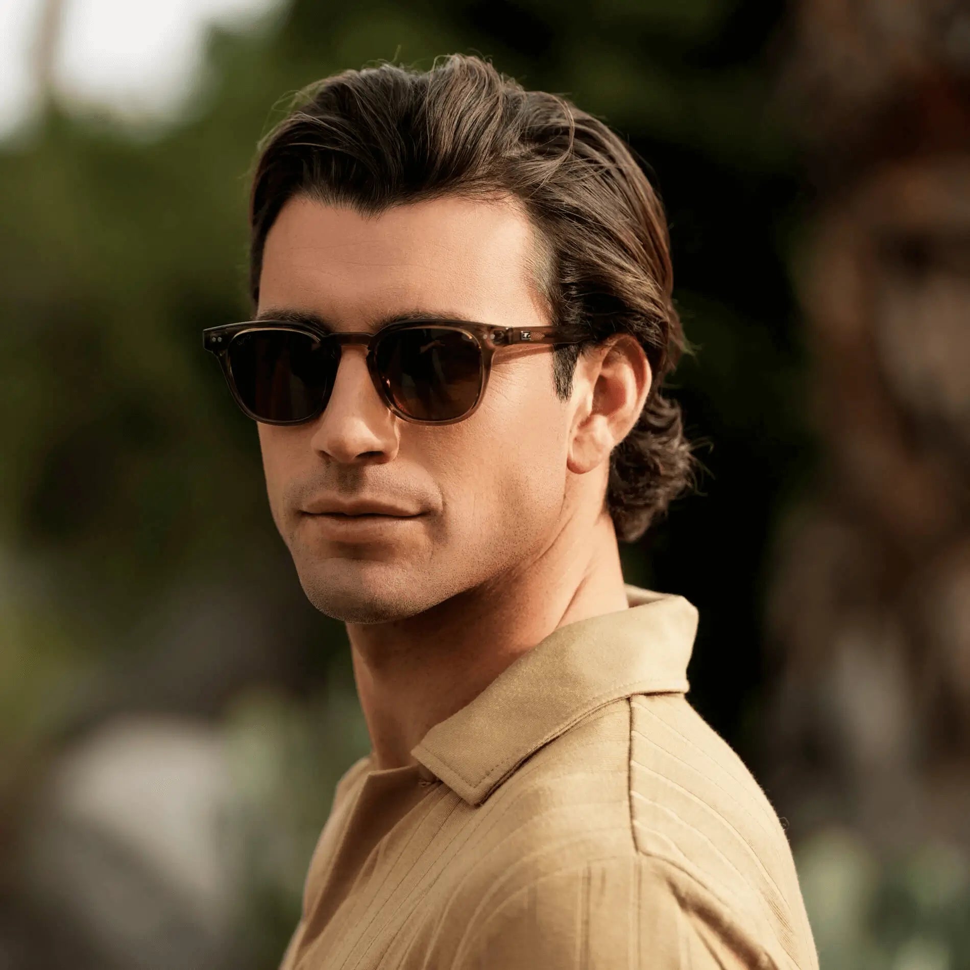 Crystal Verde / Brown Lens || Men's Polarized Sunglasses with a Lightweight Acetate Crystal Verde Green Frame and Brown Lenses