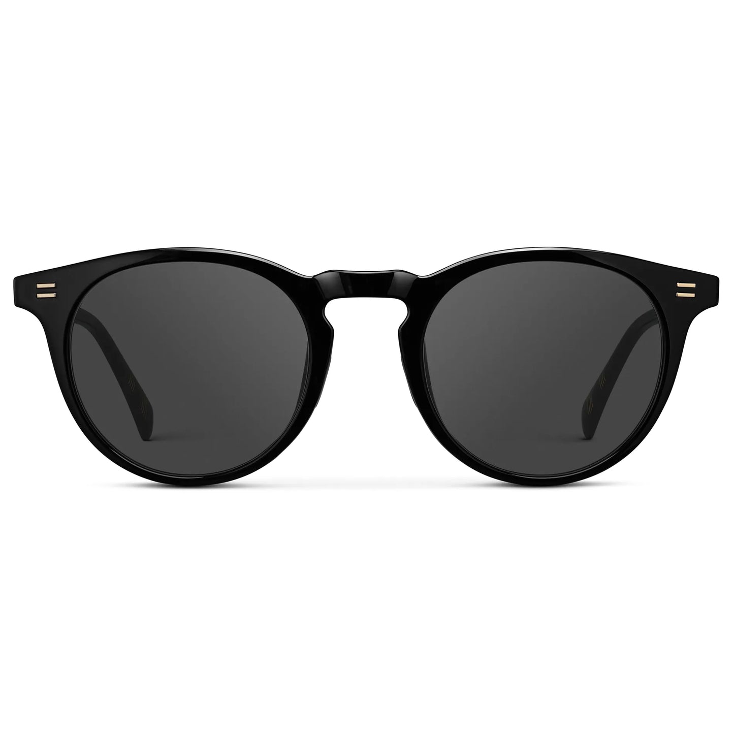 Black / Grey || Men's Round Prescription Sunglasses with Black Frame and Grey Lens on a white background