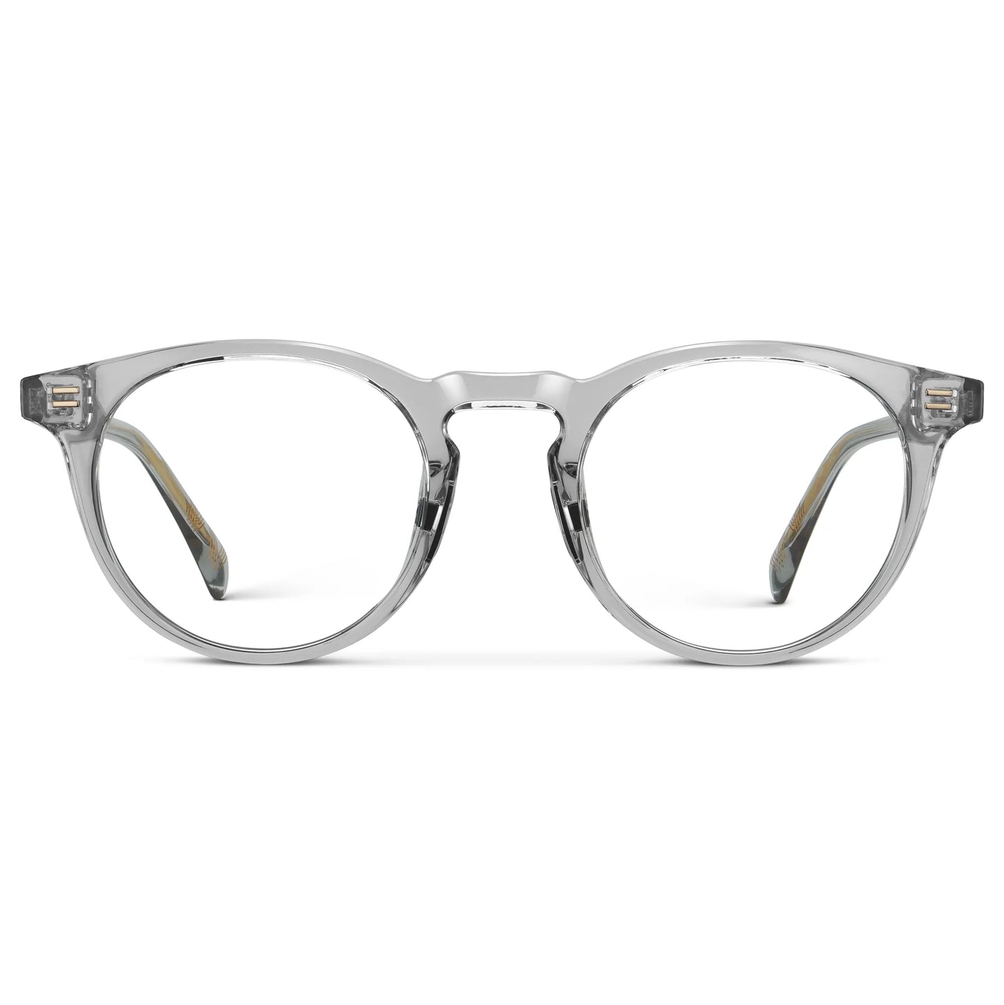 Crystal Ice Grey || Men's Round Prescription Glasses with Crystal Ice Grey Frame and Clear Lens on a white background