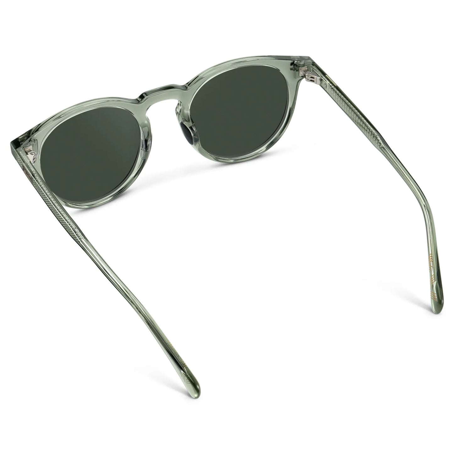 Agave Green / G15 || Back view of Men's Round Prescription Sunglasses with Agave Green Frame and Green Lens on a white background