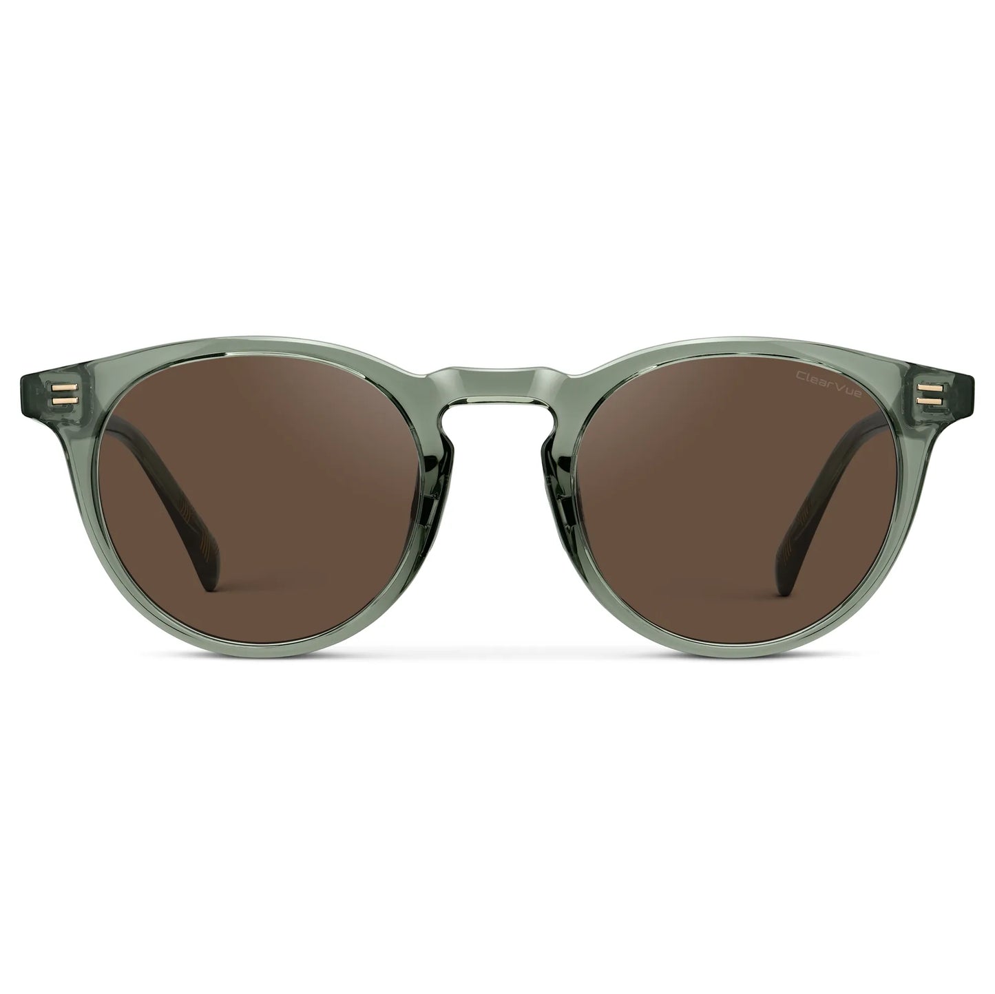 Agave Green / Brown Lens || Men's Round Sports Performance Sunglasses with Agave Green Acetate Frame and Brown Polarized Oleophobic Lens on a white background