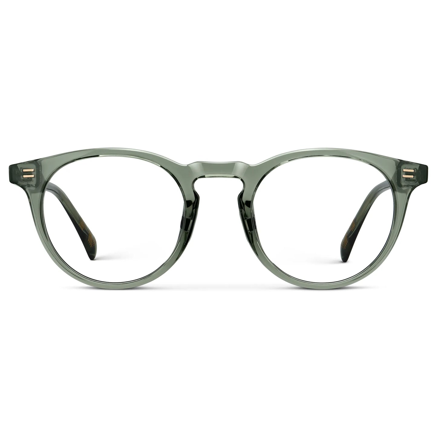 Agave Green || Men's Round Prescription Glasses with Agave Green Frame and Clear Lens on a white background