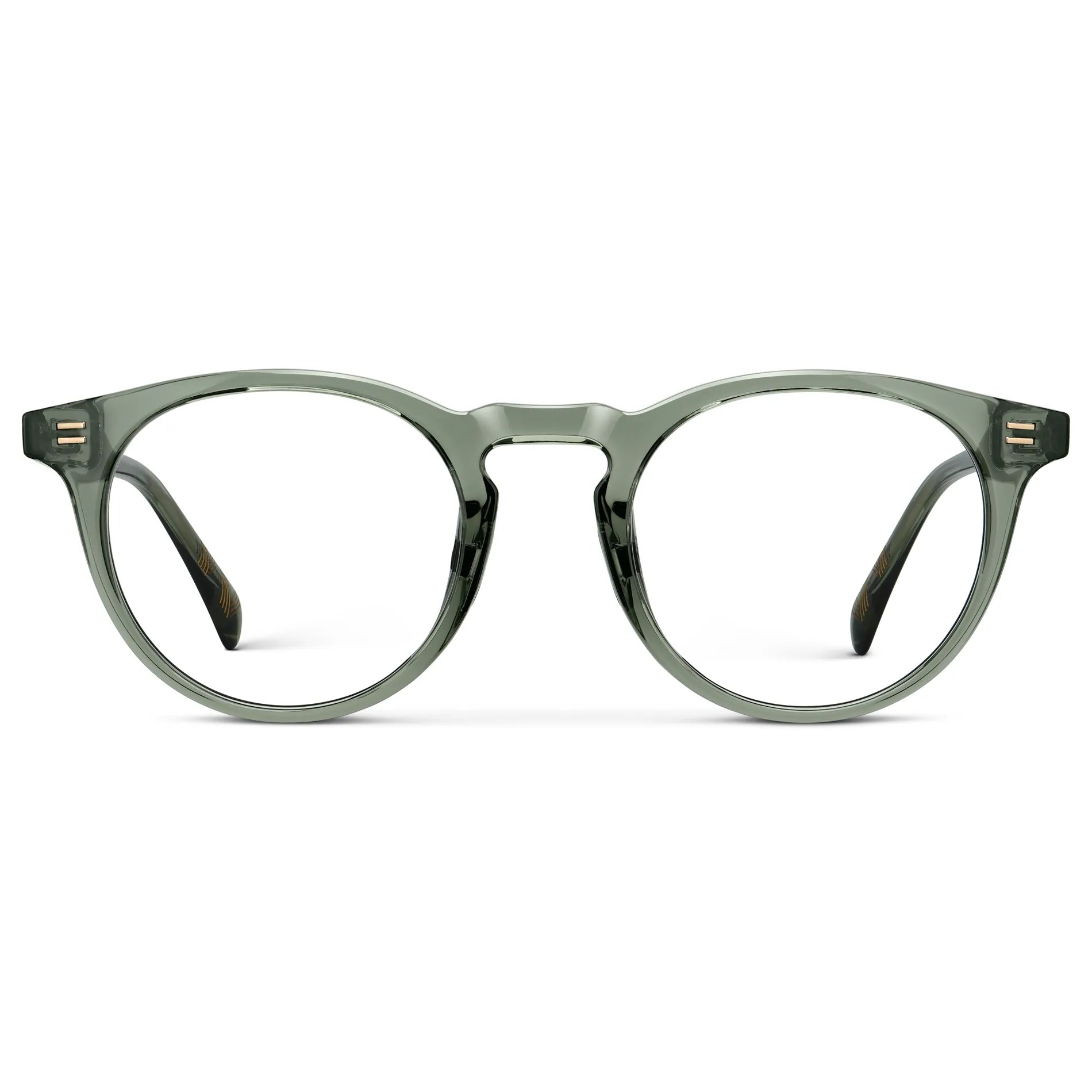 Agave Green || Men's Round Prescription Glasses with Agave Green Frame and Clear Lens on a white background