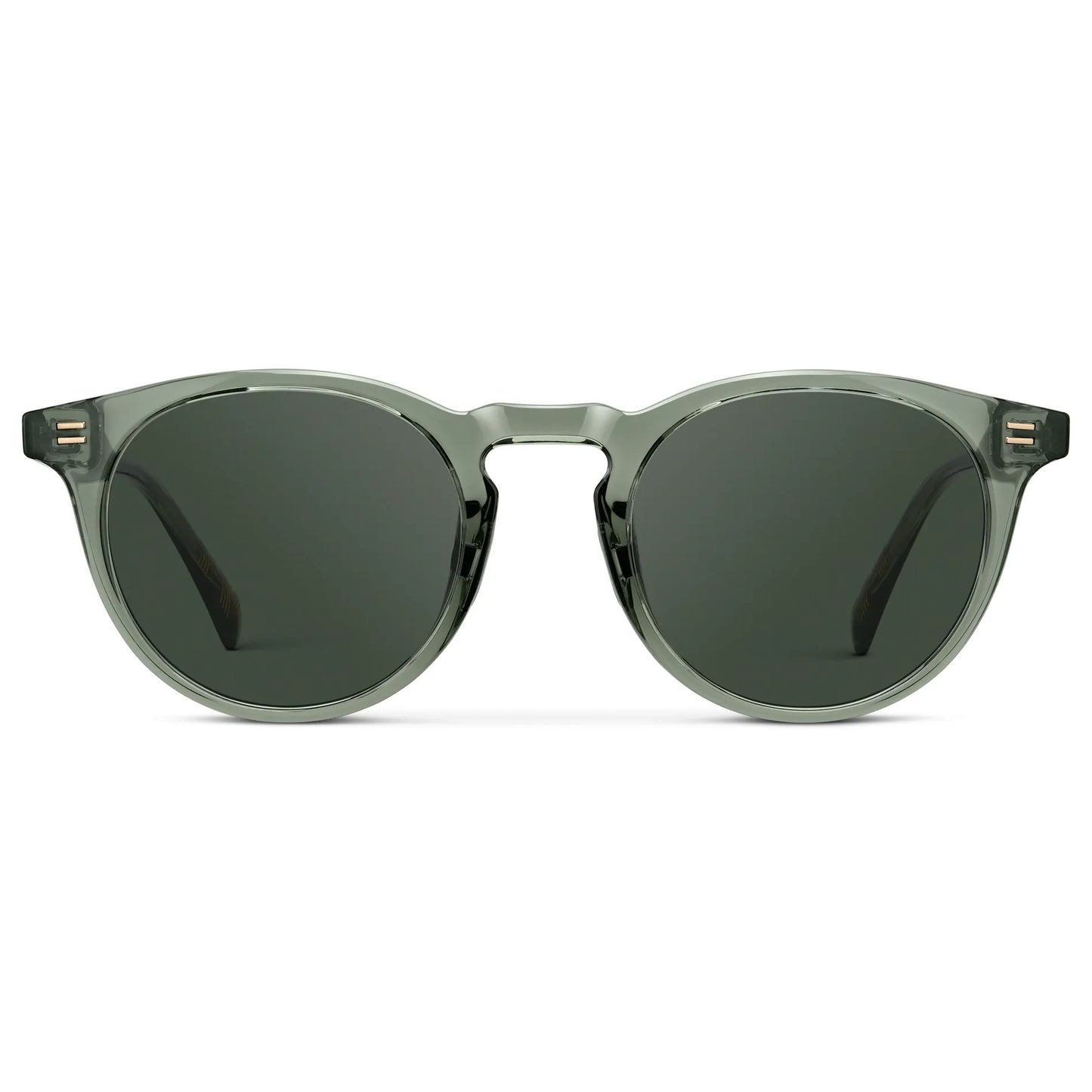 Agave Green / G15 || Men's Round Prescription Sunglasses with Agave Green Frame and Green Lens on a white background