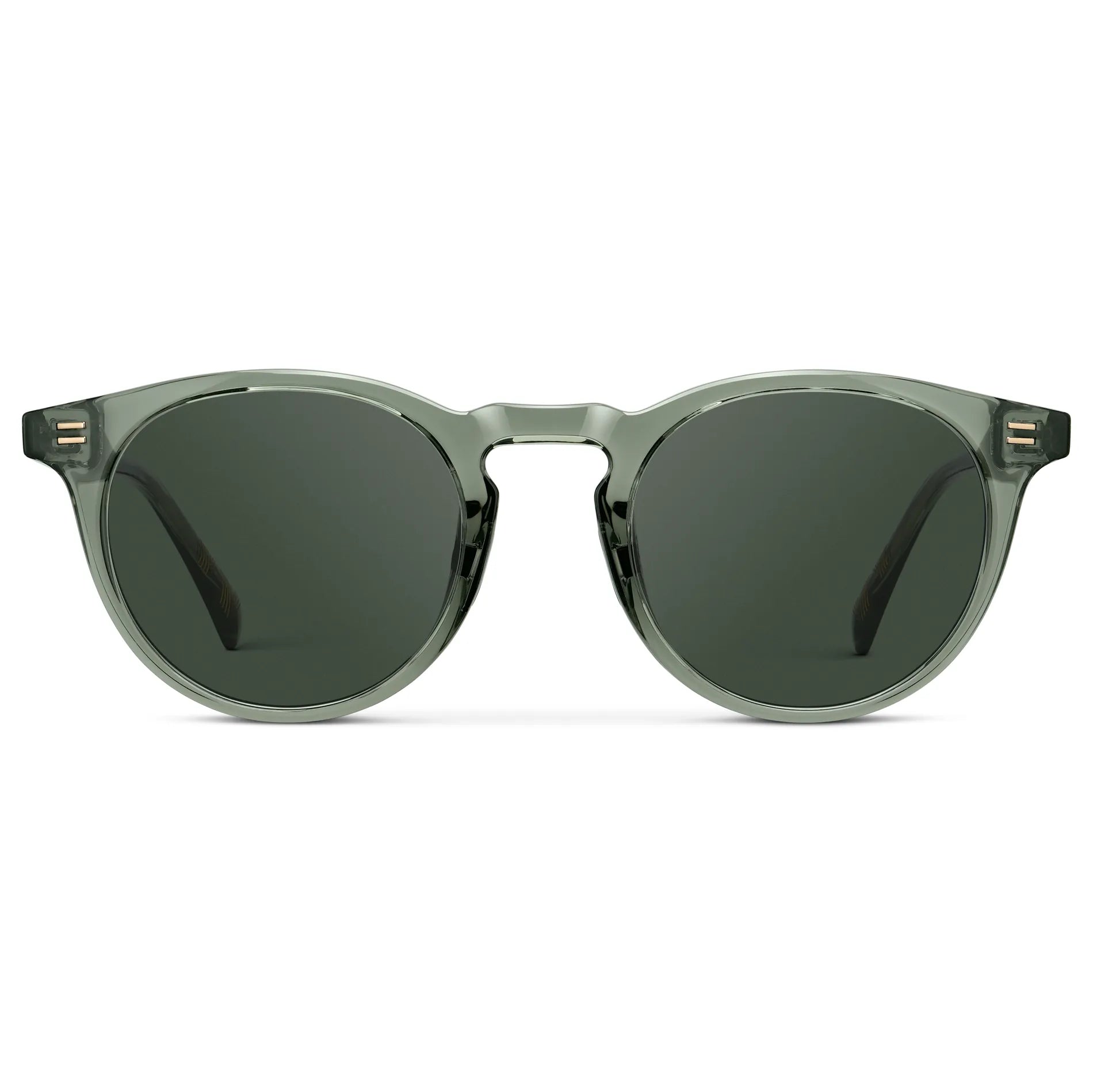 Agave Green / G15 || Men's Round Prescription Sunglasses with Agave Green Frame and Green Lens on a white background