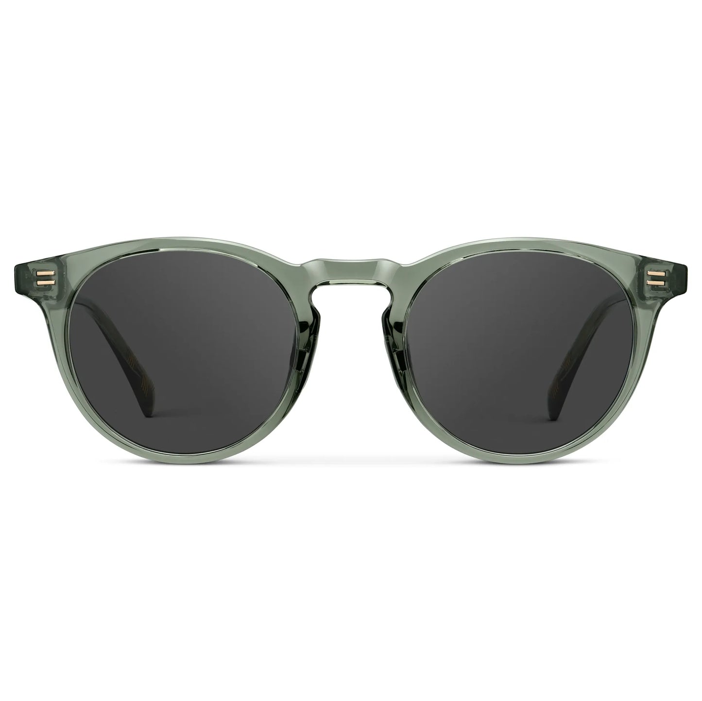 Agave Green / Grey || Men's Round Prescription Sunglasses with Agave Green Frame and Grey Lens on a white background