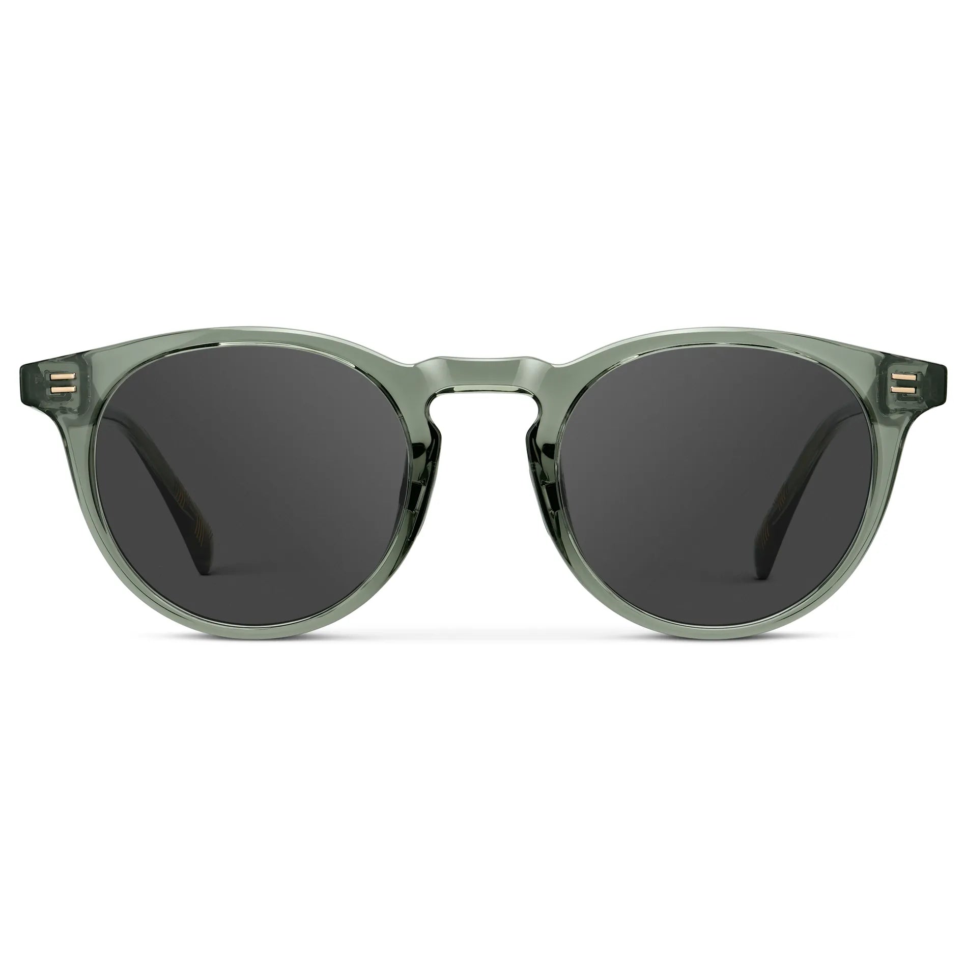Agave Green / Grey || Men's Round Prescription Sunglasses with Agave Green Frame and Grey Lens on a white background
