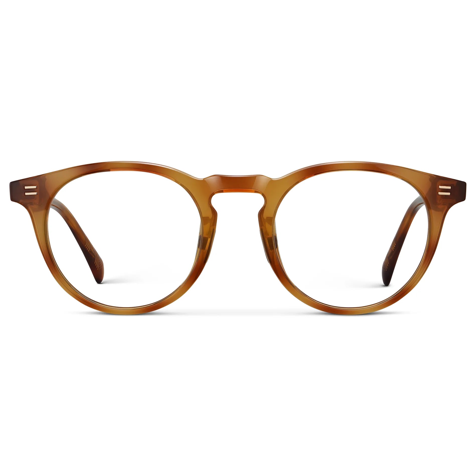 Honey Tortoise || Men's Round Prescription Glasses with Honey Tortoise Frame and Clear Lens on a white background