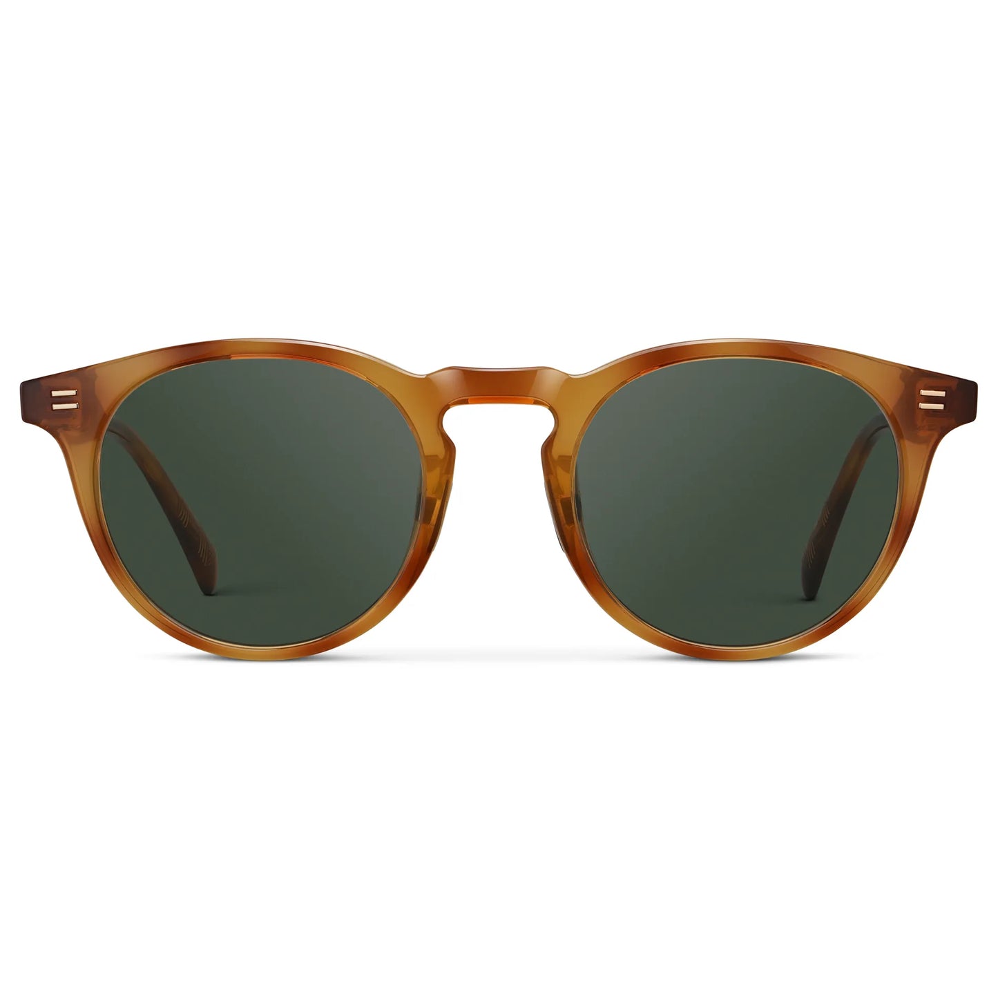 Honey Tortoise / G15 || Men's Round Prescription Sunglasses with Honey Tortoise Frame and Green Lens on a white background