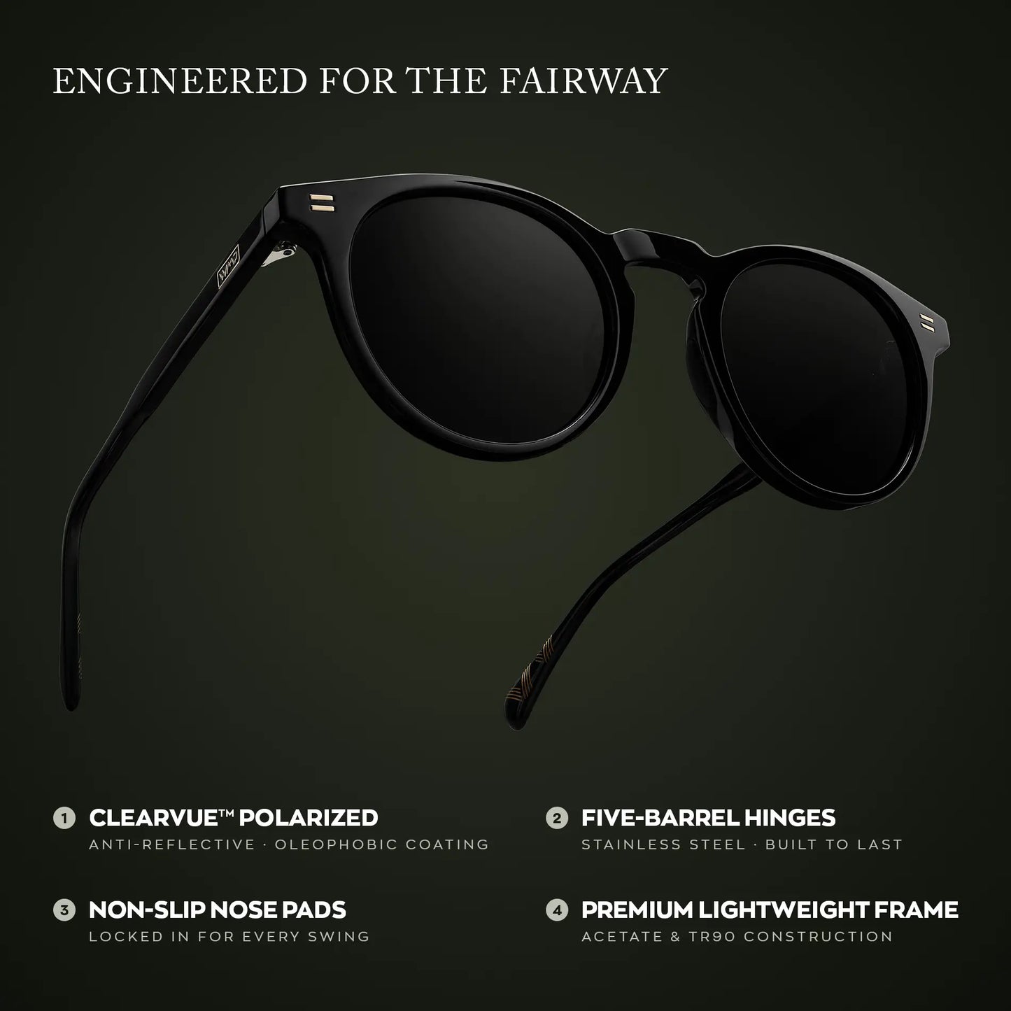 Black / Black Lens || Graphic of Men's Round Sports Performance Sunglasses with Polarized Oleophobic Lens