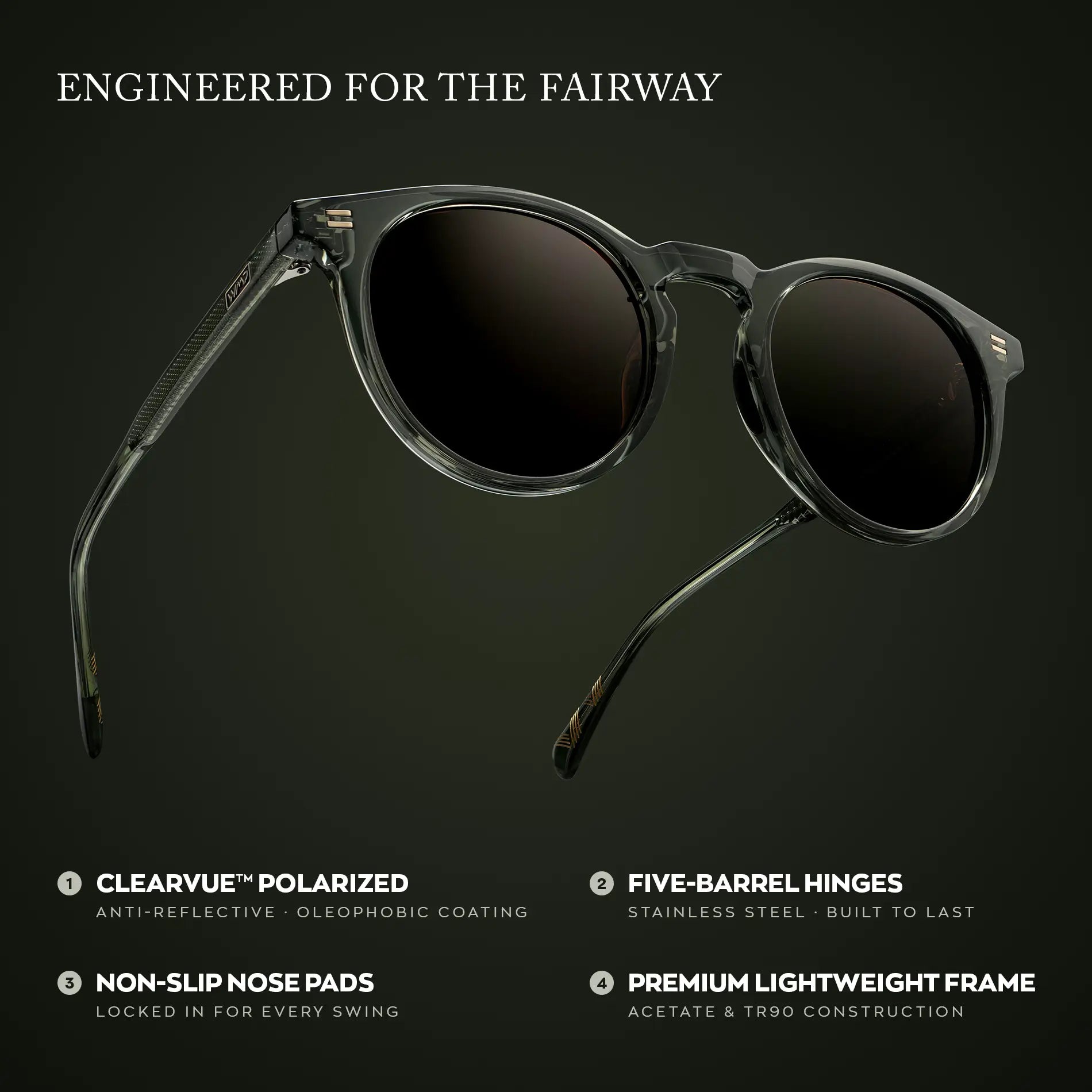 Agave Green / Brown Lens || Graphic of Men's Round Sports Performance Sunglasses with Polarized Oleophobic Lens 