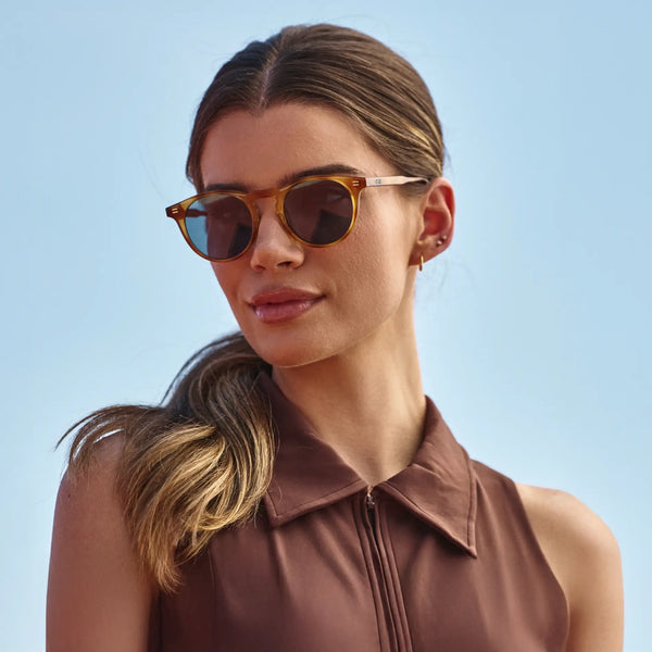 Caddie | Polarized - Honey Tortoise / Laguna Blue Lens